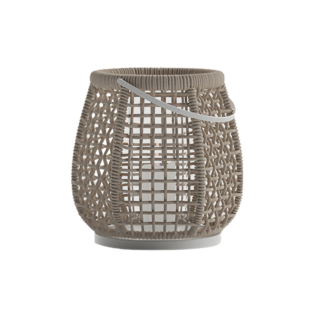 BRAMBLETON WOVEN OUTDOOR LANTERN WITH HANDLE, PORTABLE PATIO FLOOR LIGHT