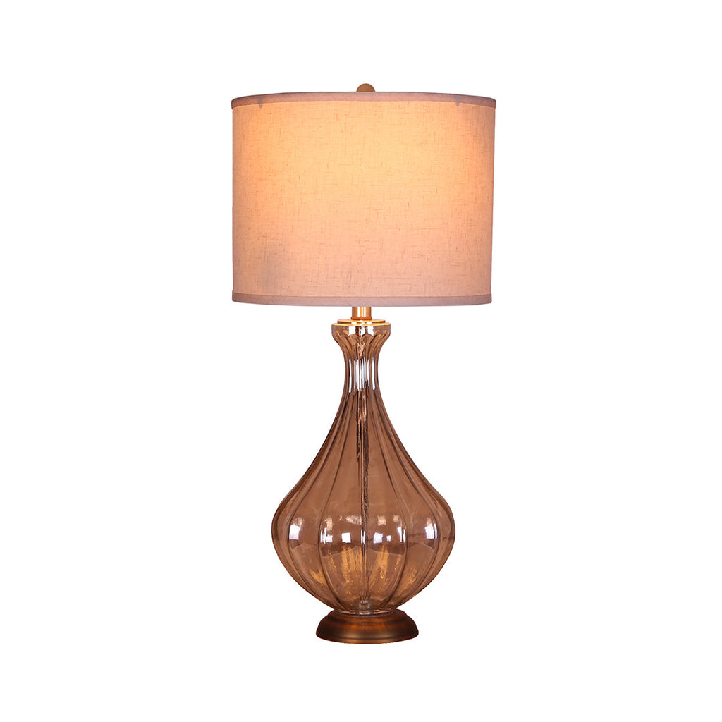 WINTHROP ARTISAN GLASS TABLE LAMP WITH TRADITIONAL LINEN SHADE