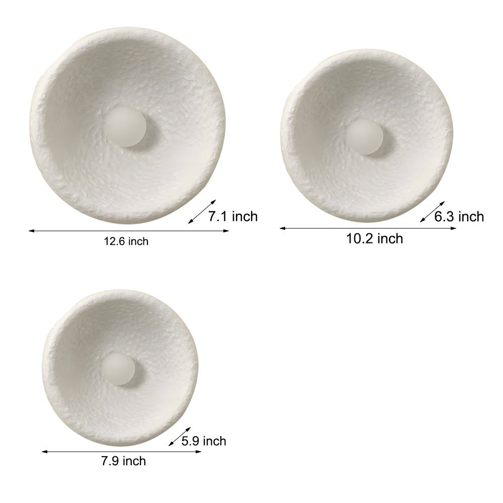 KENSINGTON WHITE ORB WALL LIGHT, SMALL SIZE"  
2. "HENLEY ROUND WHITE ILLUMINATOR, MEDIUM SIZE"  
3. "WILLOUGHBY CIRCULAR WHITE WALL LAMP, LARGE SIZE