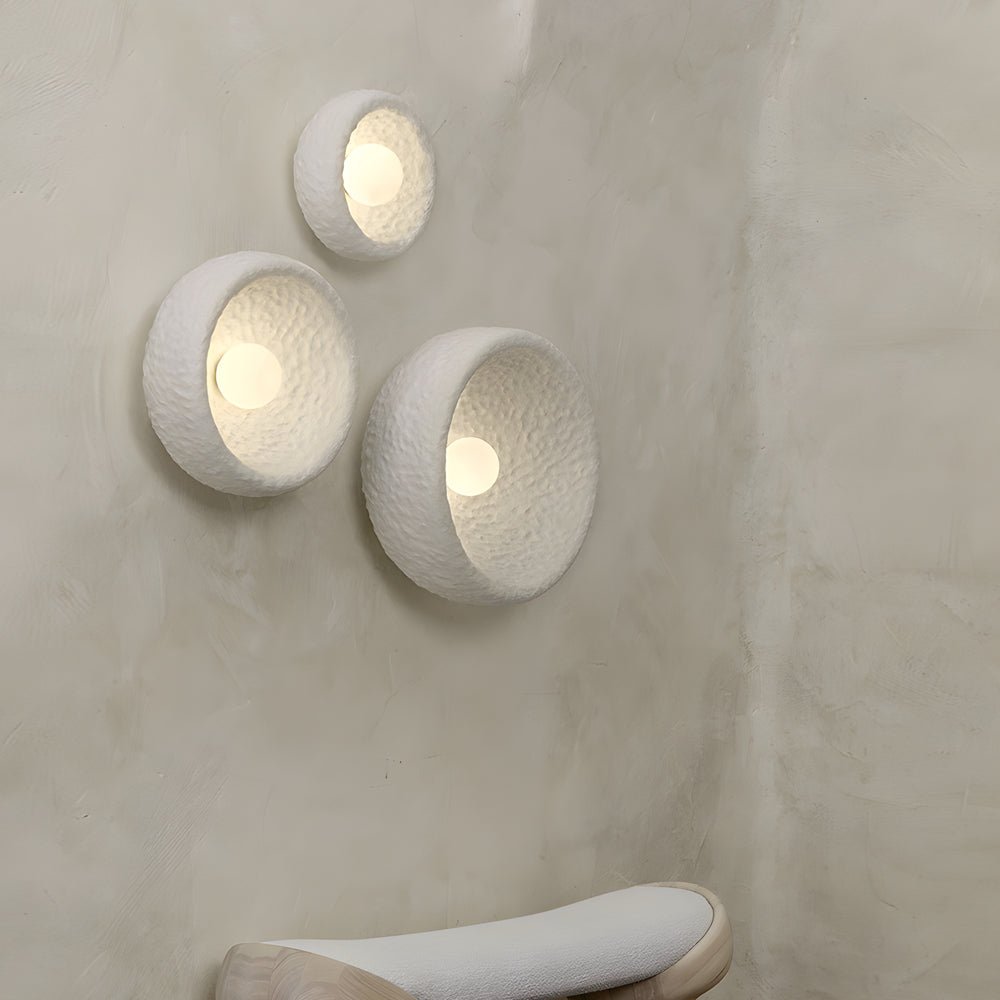 KENSINGTON WHITE ORB WALL LIGHT, SMALL SIZE"  
2. "HENLEY ROUND WHITE ILLUMINATOR, MEDIUM SIZE"  
3. "WILLOUGHBY CIRCULAR WHITE WALL LAMP, LARGE SIZE