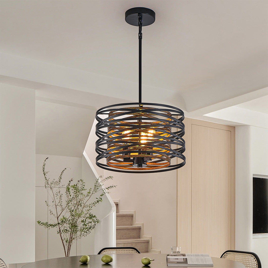 RAVENHURST IRON CAGE CYLINDRICAL PENDANT LIGHT