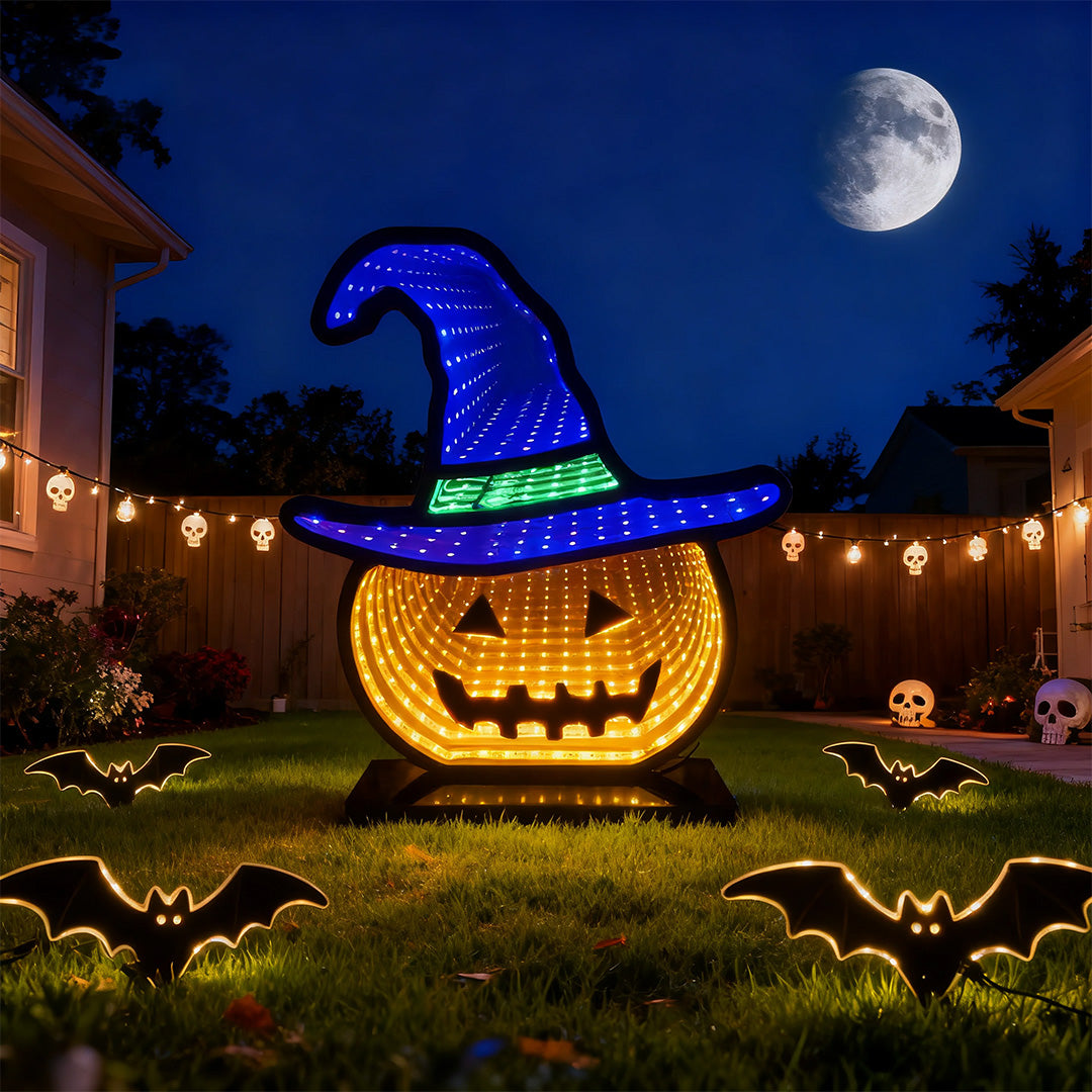 WHITBY GLOWING PUMPKIN WITCH HAT LANTERN
