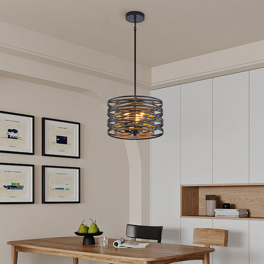 RAVENHURST IRON CAGE CYLINDRICAL PENDANT LIGHT