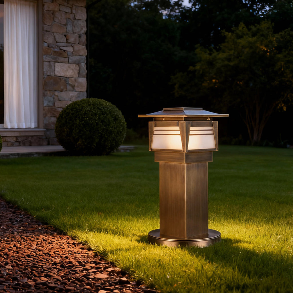 WINTERBOURNE COPPER GARDEN BOLLARD WITH LED ILLUMINATION