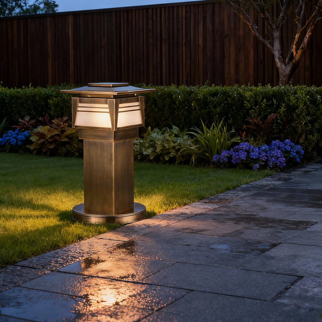 WINTERBOURNE COPPER GARDEN BOLLARD WITH LED ILLUMINATION