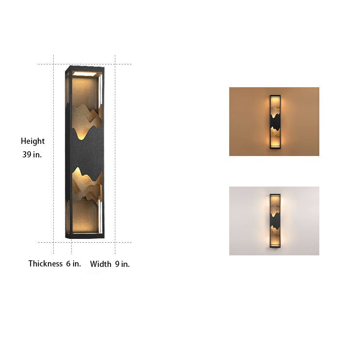 **HARTFIELD SOLAR-POWERED MOUNTAIN VIEW WALL LANTERN**  
Illuminate your outdoor spaces with this waterproof wall lamp featuring a stunning mountain scenery design. Equipped with up and down LED lighting, it enhances your porch or patio with a warm glow w