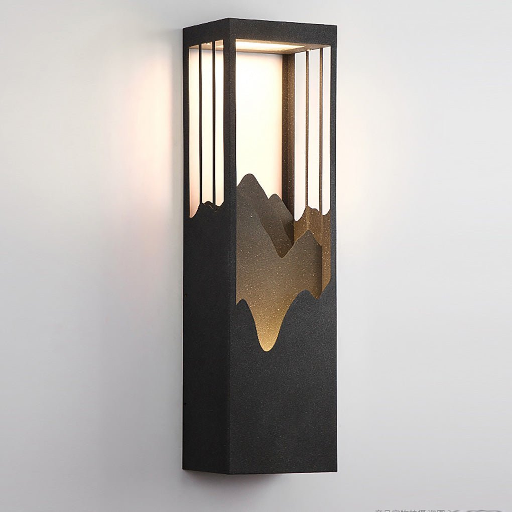 **HARTFIELD SOLAR-POWERED MOUNTAIN VIEW WALL LANTERN**  
Illuminate your outdoor spaces with this waterproof wall lamp featuring a stunning mountain scenery design. Equipped with up and down LED lighting, it enhances your porch or patio with a warm glow w