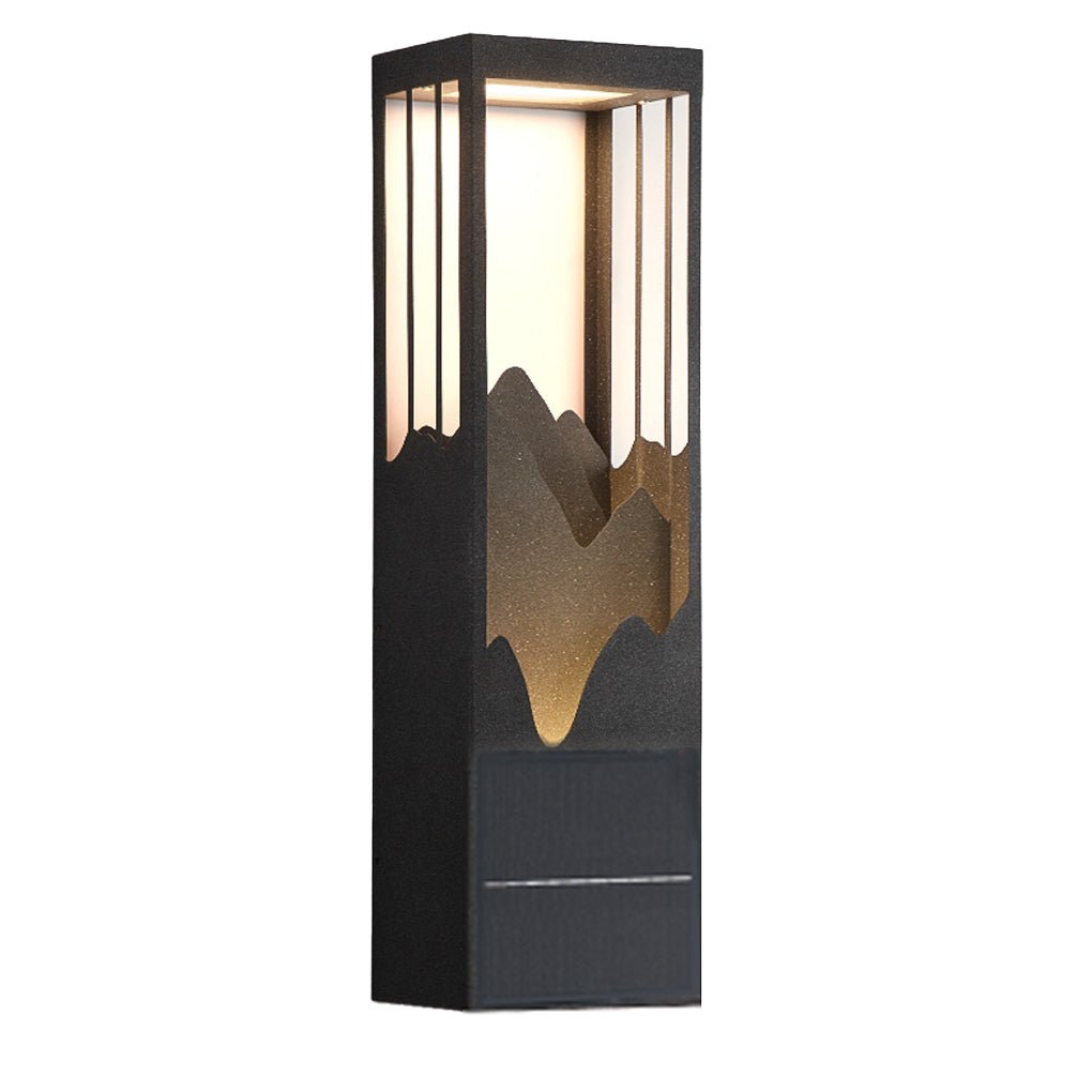 **HARTFIELD SOLAR-POWERED MOUNTAIN VIEW WALL LANTERN**  
Illuminate your outdoor spaces with this waterproof wall lamp featuring a stunning mountain scenery design. Equipped with up and down LED lighting, it enhances your porch or patio with a warm glow w