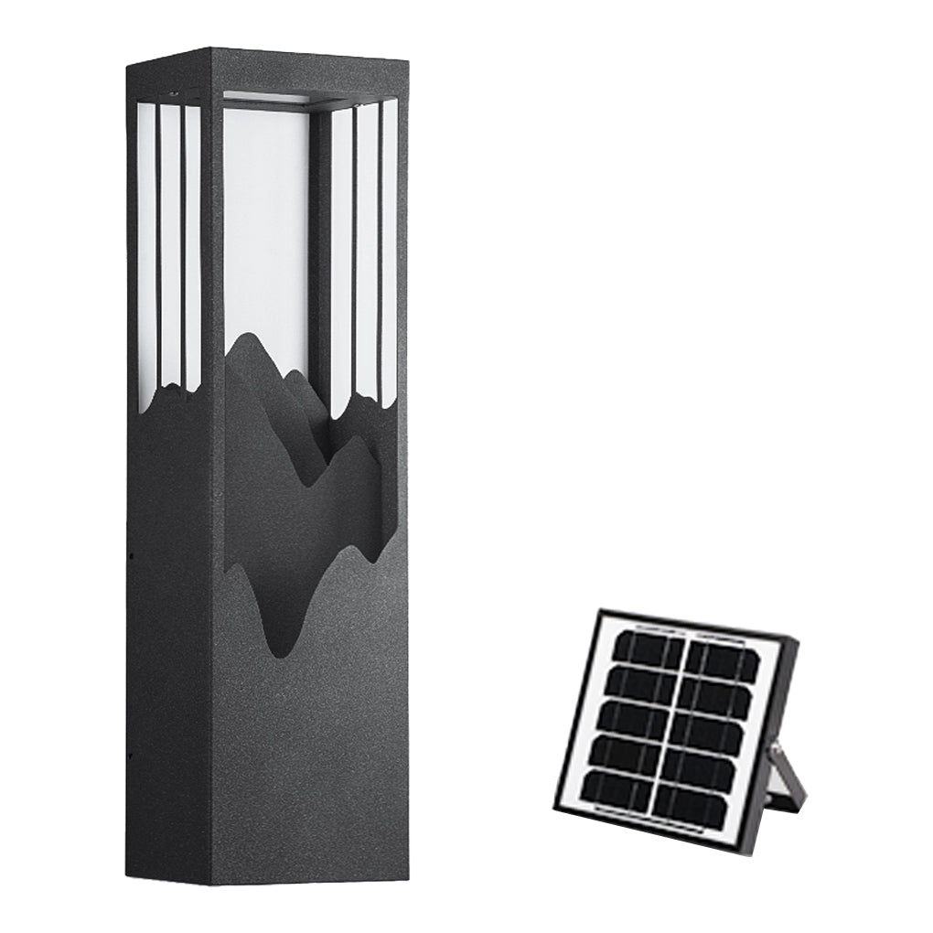 **HARTFIELD SOLAR-POWERED MOUNTAIN VIEW WALL LANTERN**  
Illuminate your outdoor spaces with this waterproof wall lamp featuring a stunning mountain scenery design. Equipped with up and down LED lighting, it enhances your porch or patio with a warm glow w