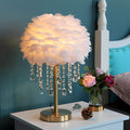 WINDSOR GLOW FEATHERED TABLE LAMP WITH CRYSTAL DROPLET ILLUMINATION