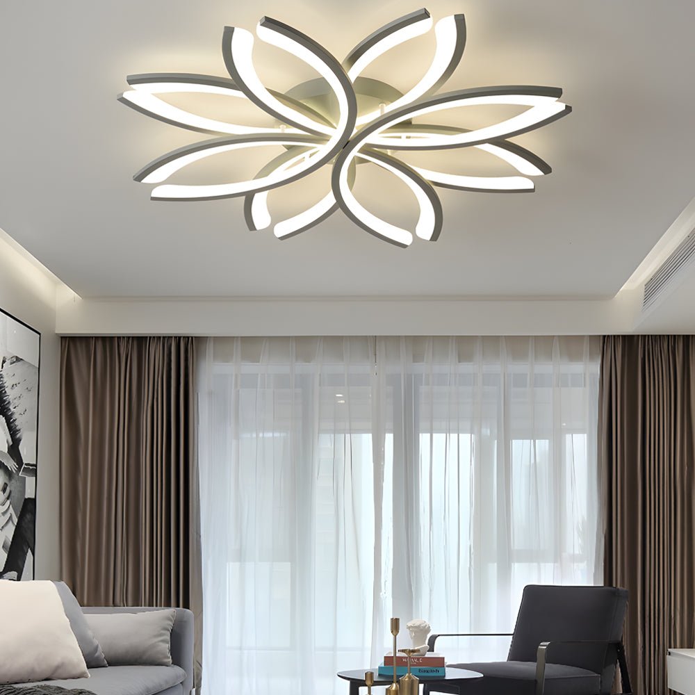 WINTHROP FLUSH MOUNT BLOSSOM ACRYLIC LIGHTING, WHITE AND GRAY INTERIOR CEILING FIXTURE FOR LIVING SPACES