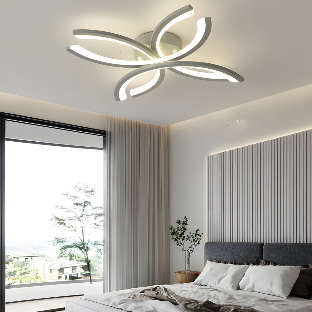 WINTHROP FLUSH MOUNT BLOSSOM ACRYLIC LIGHTING, WHITE AND GRAY INTERIOR CEILING FIXTURE FOR LIVING SPACES