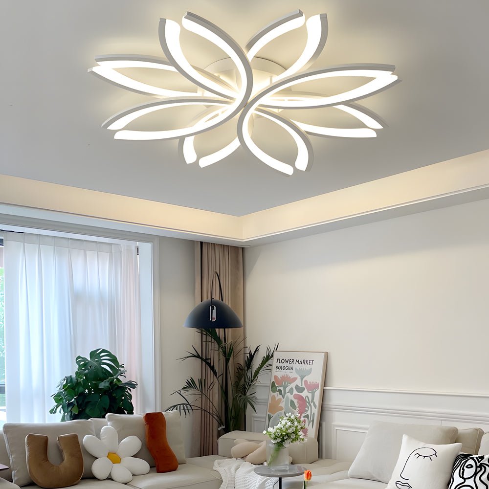 WINTHROP FLUSH MOUNT BLOSSOM ACRYLIC LIGHTING, WHITE AND GRAY INTERIOR CEILING FIXTURE FOR LIVING SPACES