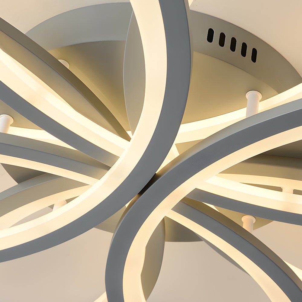 WINTHROP FLUSH MOUNT BLOSSOM ACRYLIC LIGHTING, WHITE AND GRAY INTERIOR CEILING FIXTURE FOR LIVING SPACES