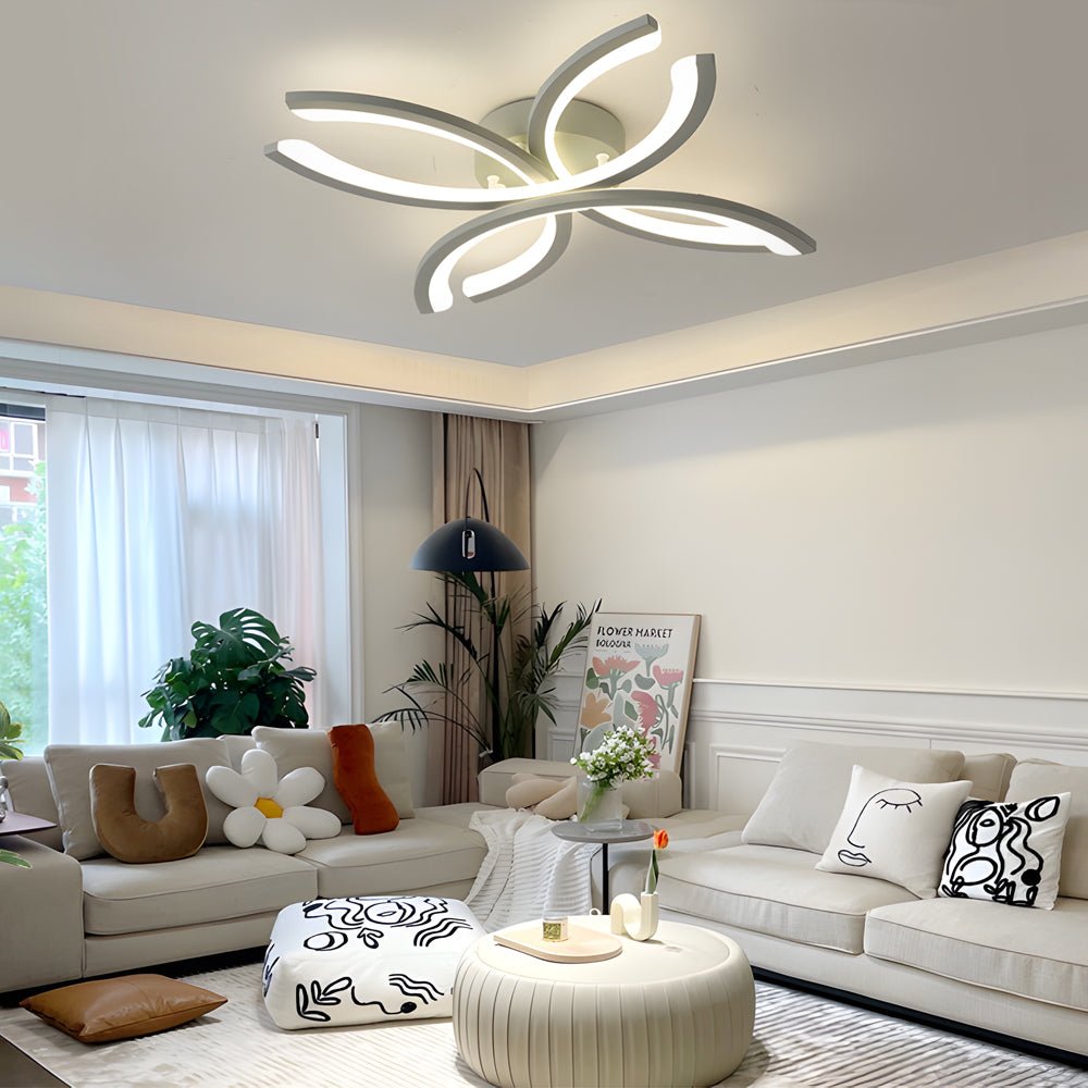 WINTHROP FLUSH MOUNT BLOSSOM ACRYLIC LIGHTING, WHITE AND GRAY INTERIOR CEILING FIXTURE FOR LIVING SPACES