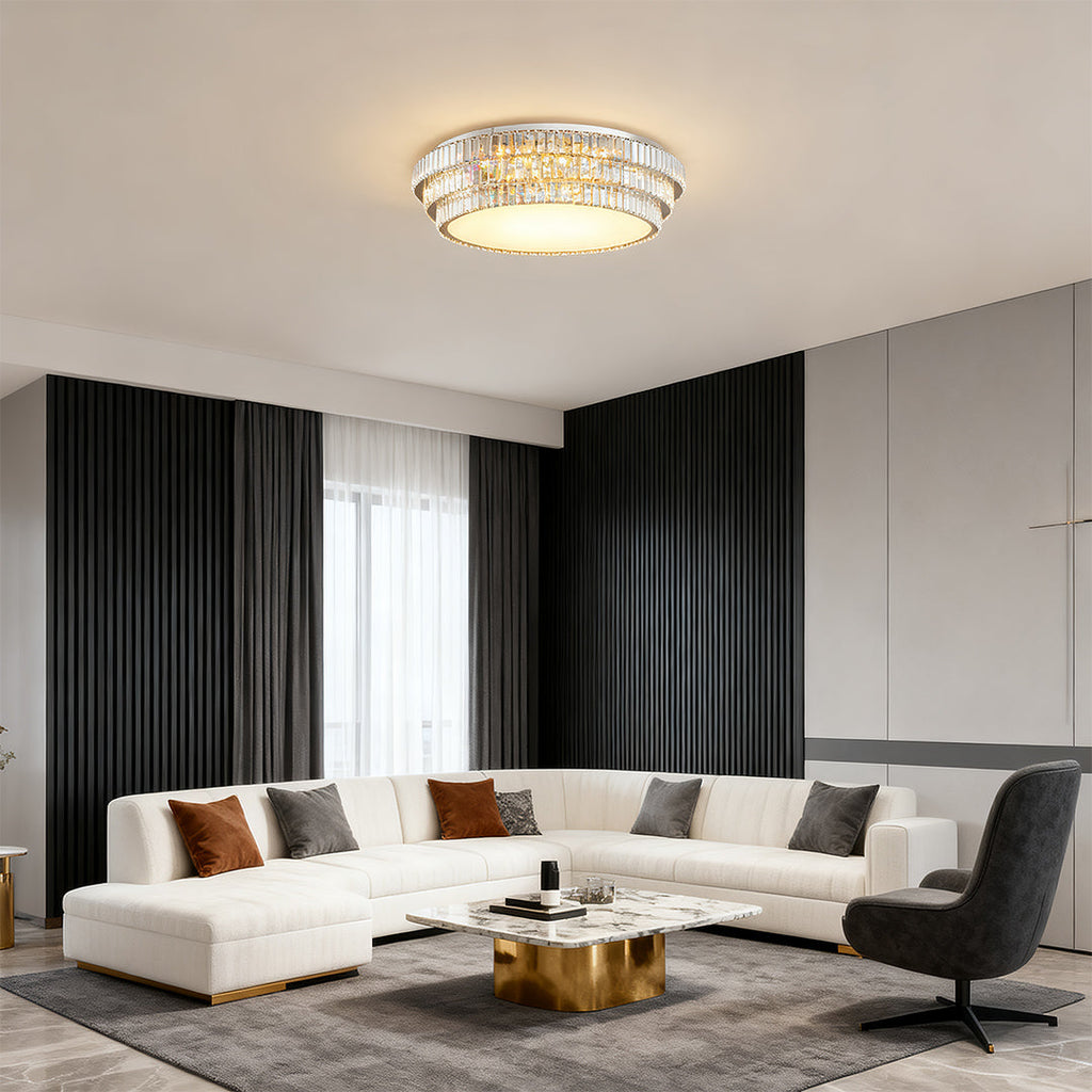WINDSOR CRYSTAL RAY FLUSH MOUNT LUMINAIRE