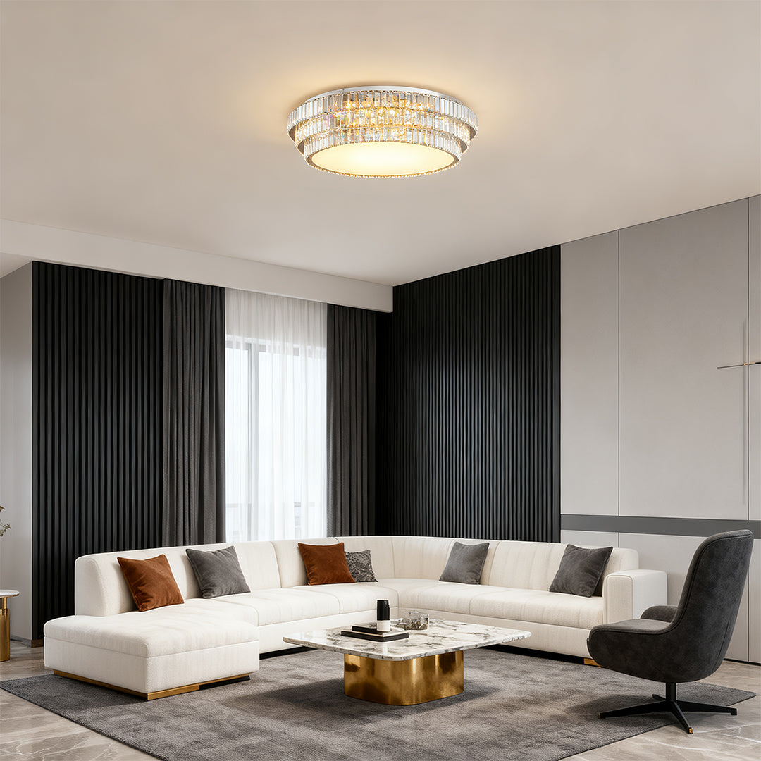 WINDSOR CRYSTAL RAY FLUSH MOUNT LUMINAIRE