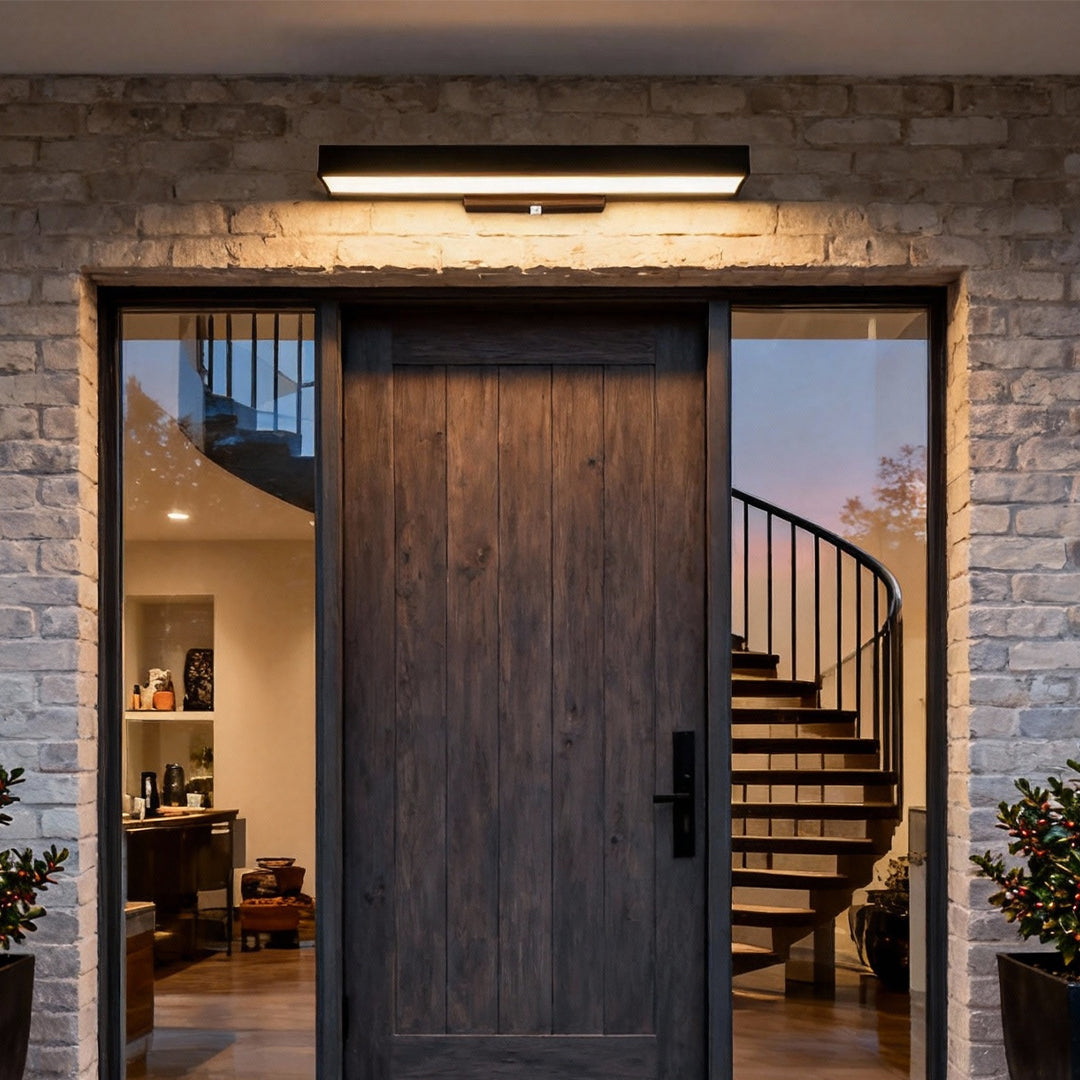 RAVENHALL BLACK RECTANGULAR OUTDOOR LED WALL SCONCE
