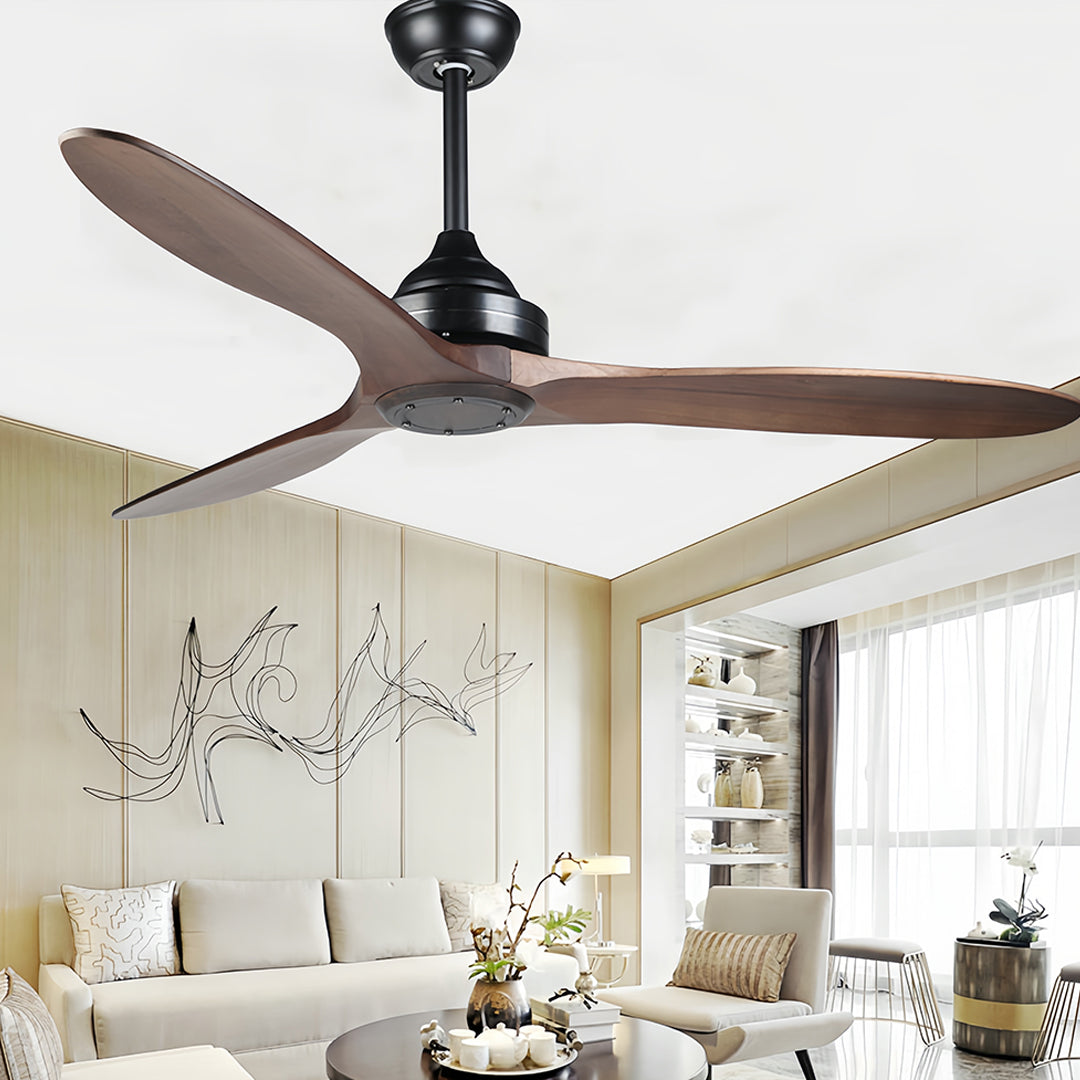 WINTERBOURNE WOODEN FLUSH MOUNT CEILING FAN WITH LIGHT AND SILENT DC MOTOR
