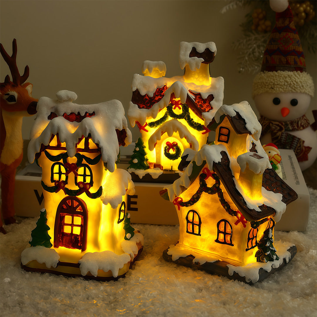 1. **HARTFIELD GLOWING COTTAGE DÉCOR SET**  
   Illuminate your festive scene with this charming duo of resin cottages, each featuring warm LED lights that create a cozy ambiance.

2. **WILLOUGHBY TWINKLING RESIN VILLAGE PAIR**  
   Enchant your holiday d