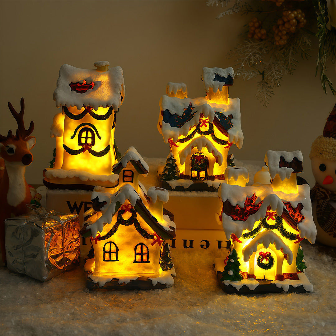 1. **HARTFIELD GLOWING COTTAGE DÉCOR SET**  
   Illuminate your festive scene with this charming duo of resin cottages, each featuring warm LED lights that create a cozy ambiance.

2. **WILLOUGHBY TWINKLING RESIN VILLAGE PAIR**  
   Enchant your holiday d