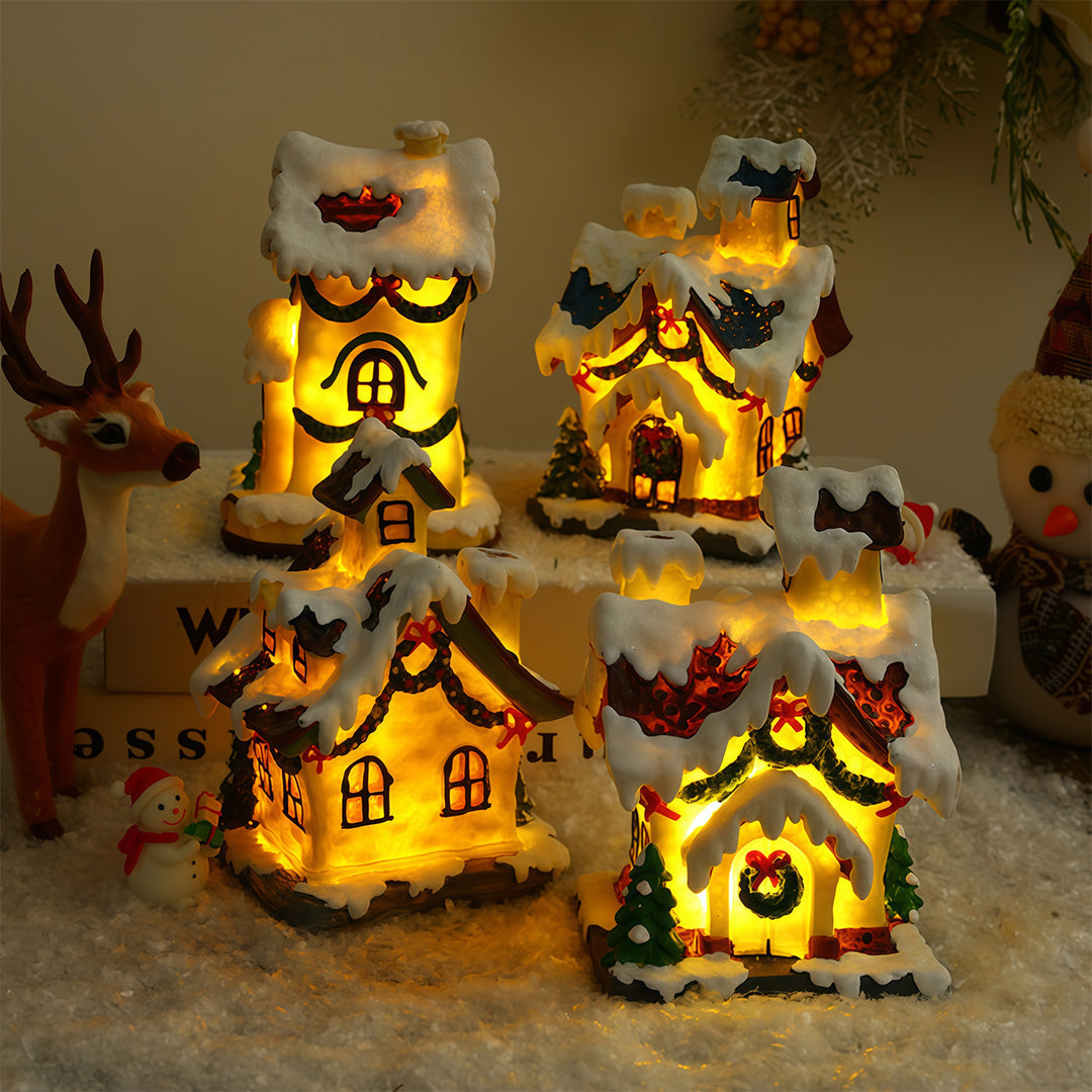 1. **HARTFIELD GLOWING COTTAGE DÉCOR SET**  
   Illuminate your festive scene with this charming duo of resin cottages, each featuring warm LED lights that create a cozy ambiance.

2. **WILLOUGHBY TWINKLING RESIN VILLAGE PAIR**  
   Enchant your holiday d