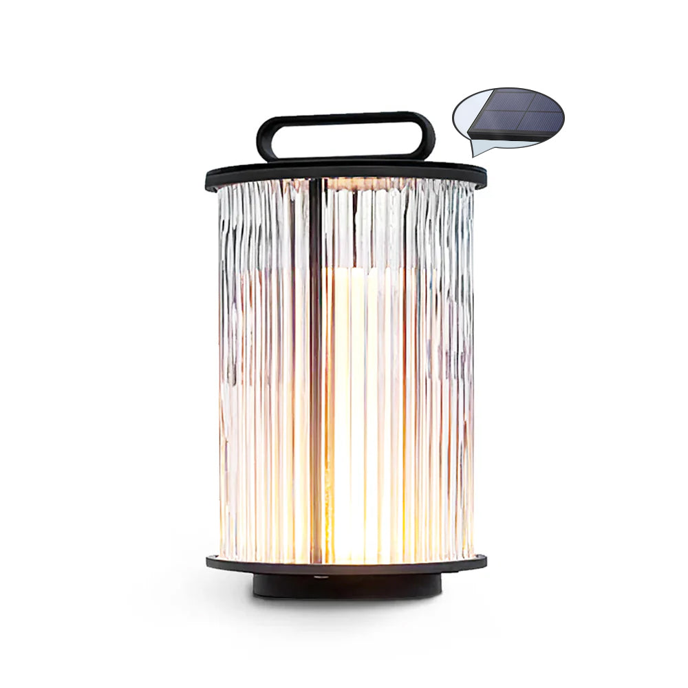 WINTHROP SOLAR-POWERED GLASS TABLE LANTERN