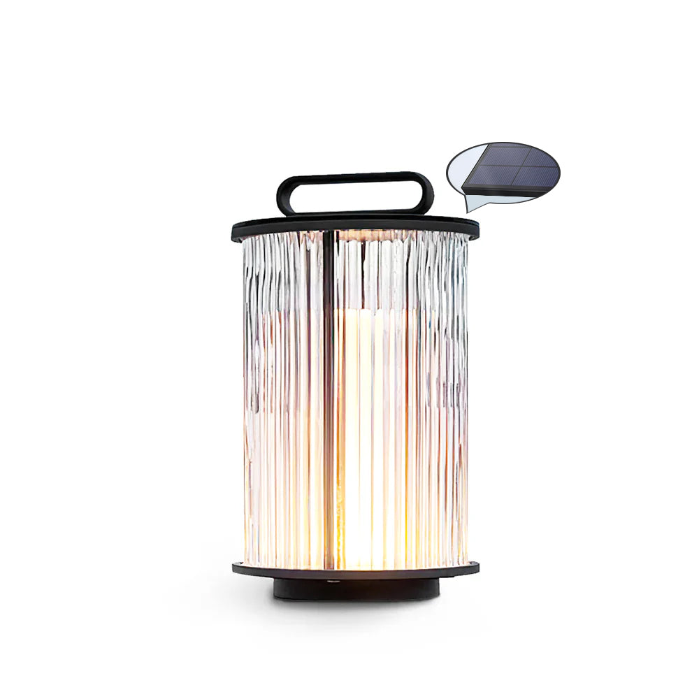 WINTHROP SOLAR-POWERED GLASS TABLE LANTERN