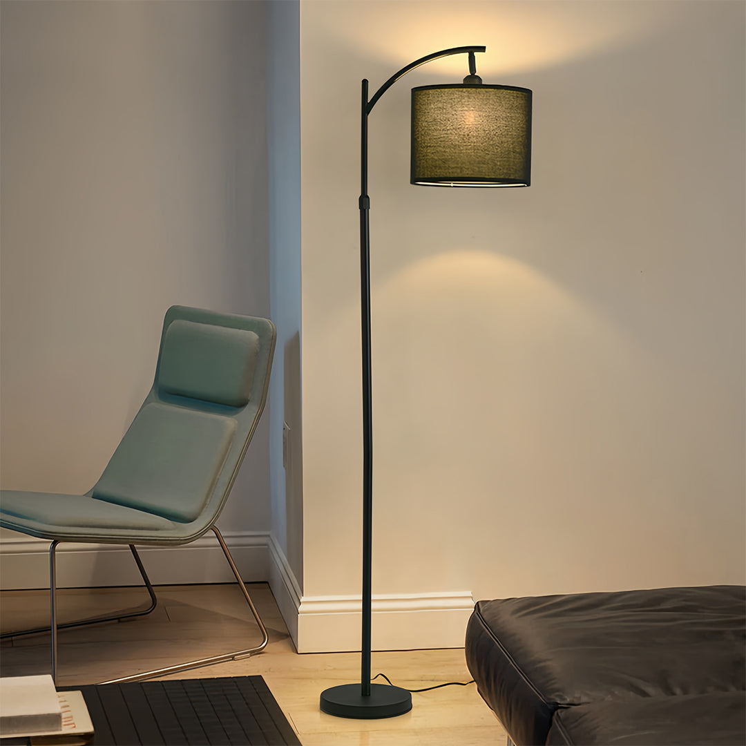 WINDSOR ARC METAL FLOOR LAMP WITH FABRIC SHADE