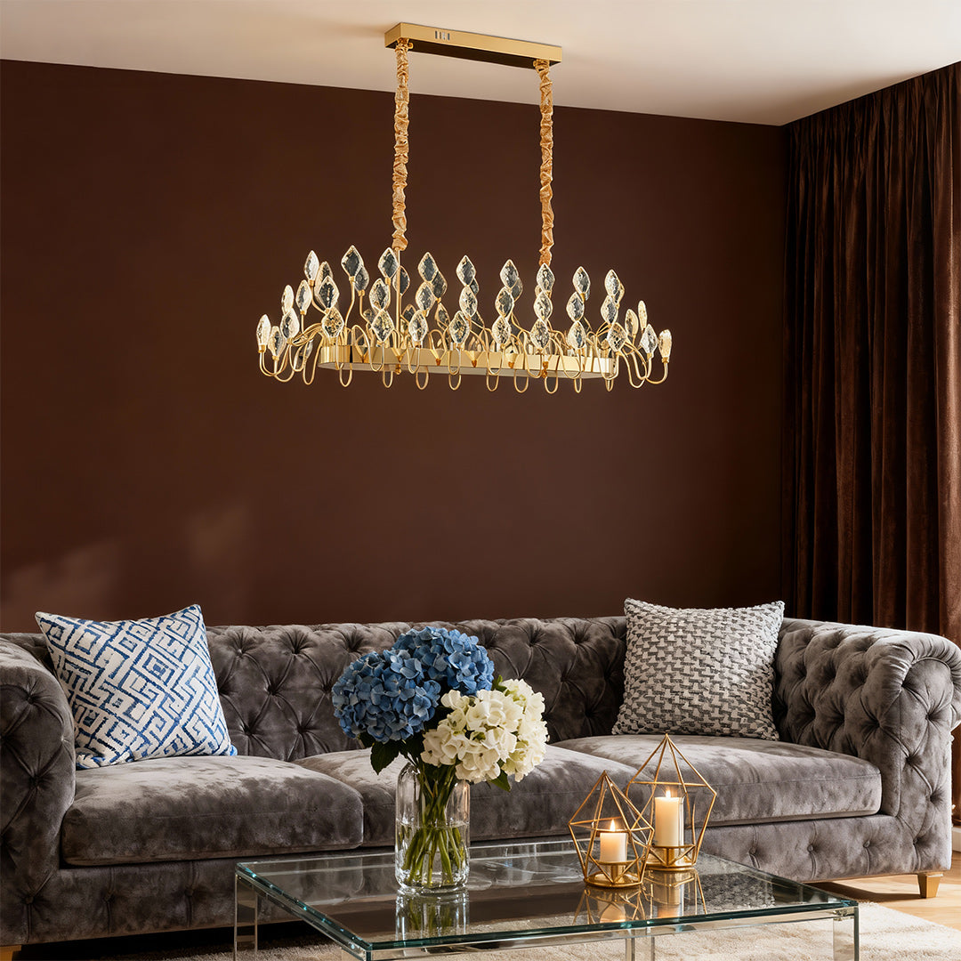 VANDERBILT GILDED CRYSTAL CROWN CEILING LUMINAIRE