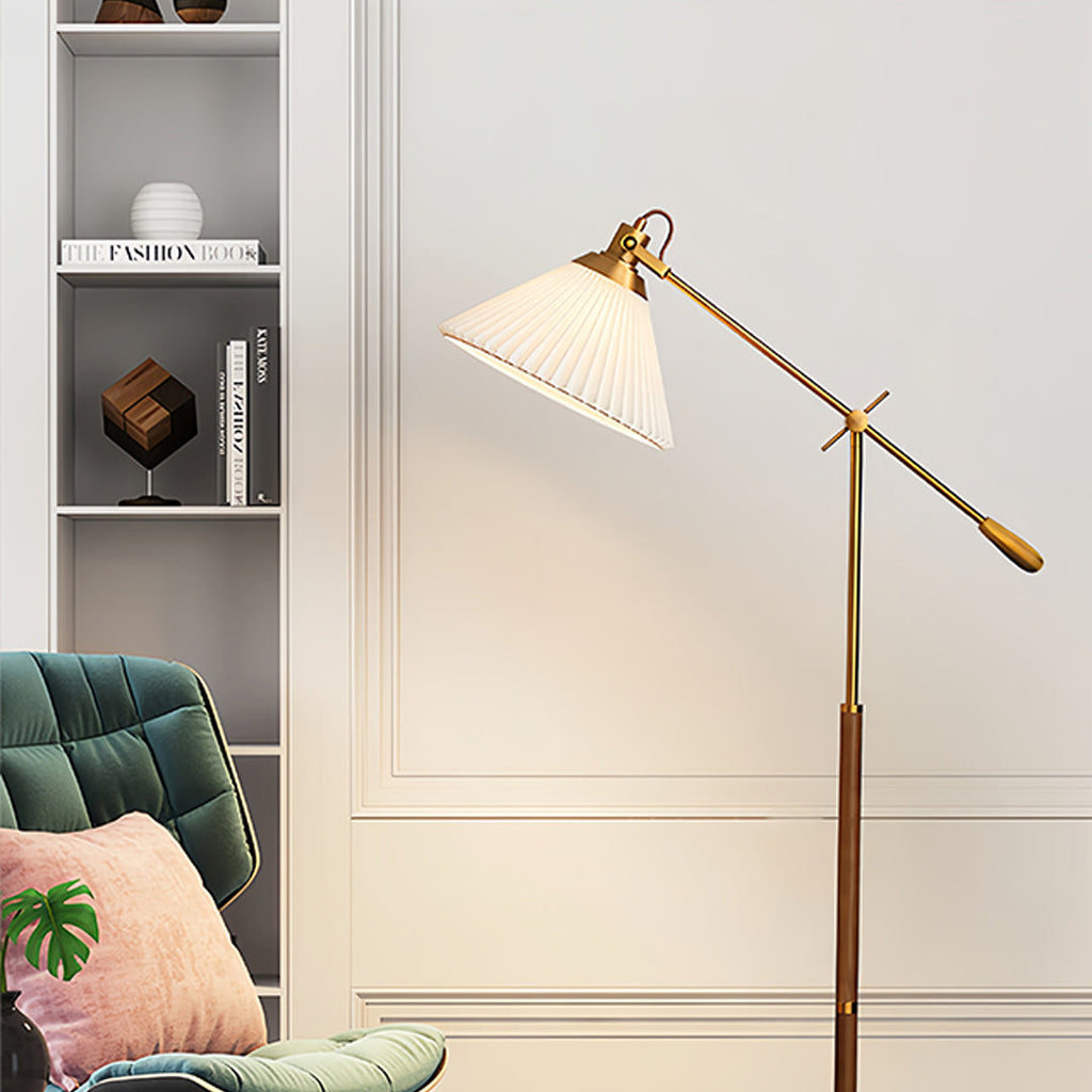 CHARLESTON SWING ARM READING LAMP, ADJUSTABLE FLOOR LIGHT WITH RETRO DESIGN