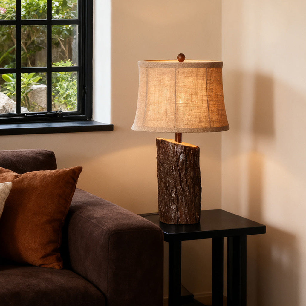 RAVENWOOD NIGHTSTAND LAMP WITH TEXTURED BARK SHADE