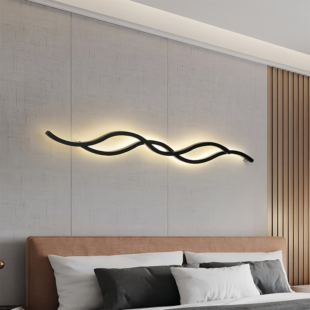 WINDSOR WAVE CONTEMPORARY WALL SCONCE, CURVILINEAR DESIGN LAMP