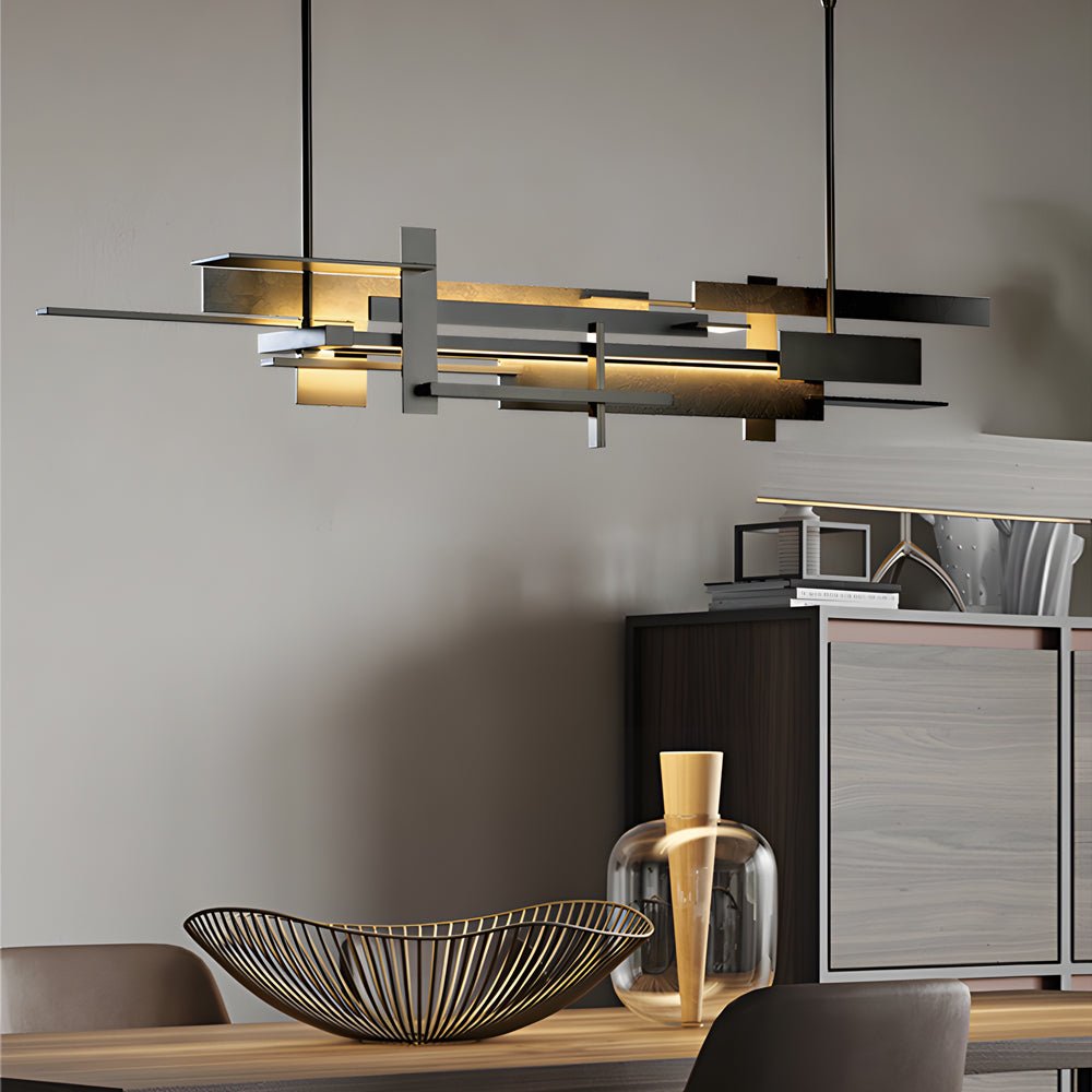 CLAREMONT MODERNIST BLACK METAL DINING CHANDELIER