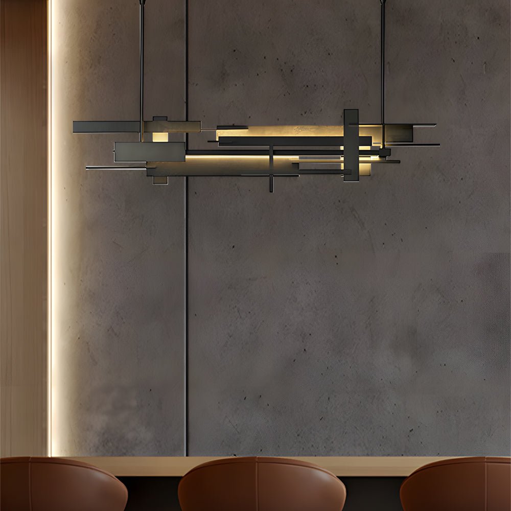 CLAREMONT MODERNIST BLACK METAL DINING CHANDELIER