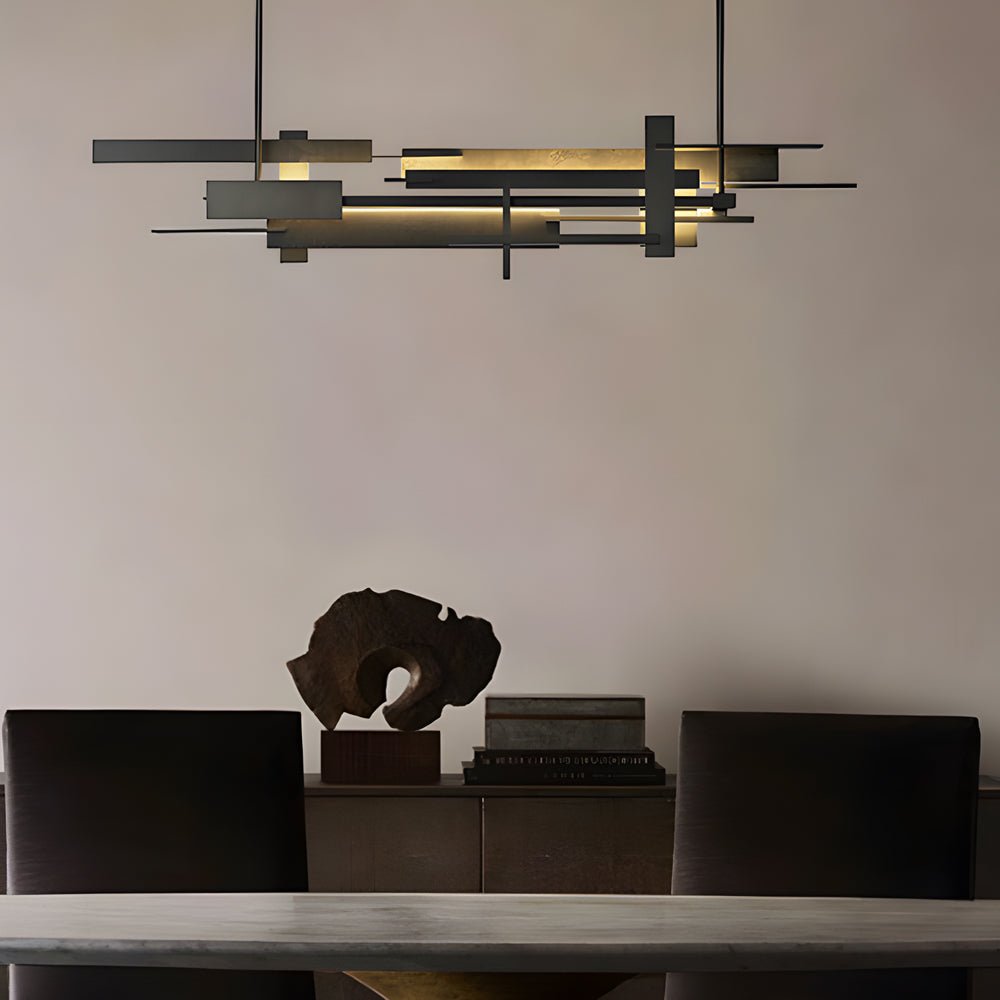 CLAREMONT MODERNIST BLACK METAL DINING CHANDELIER