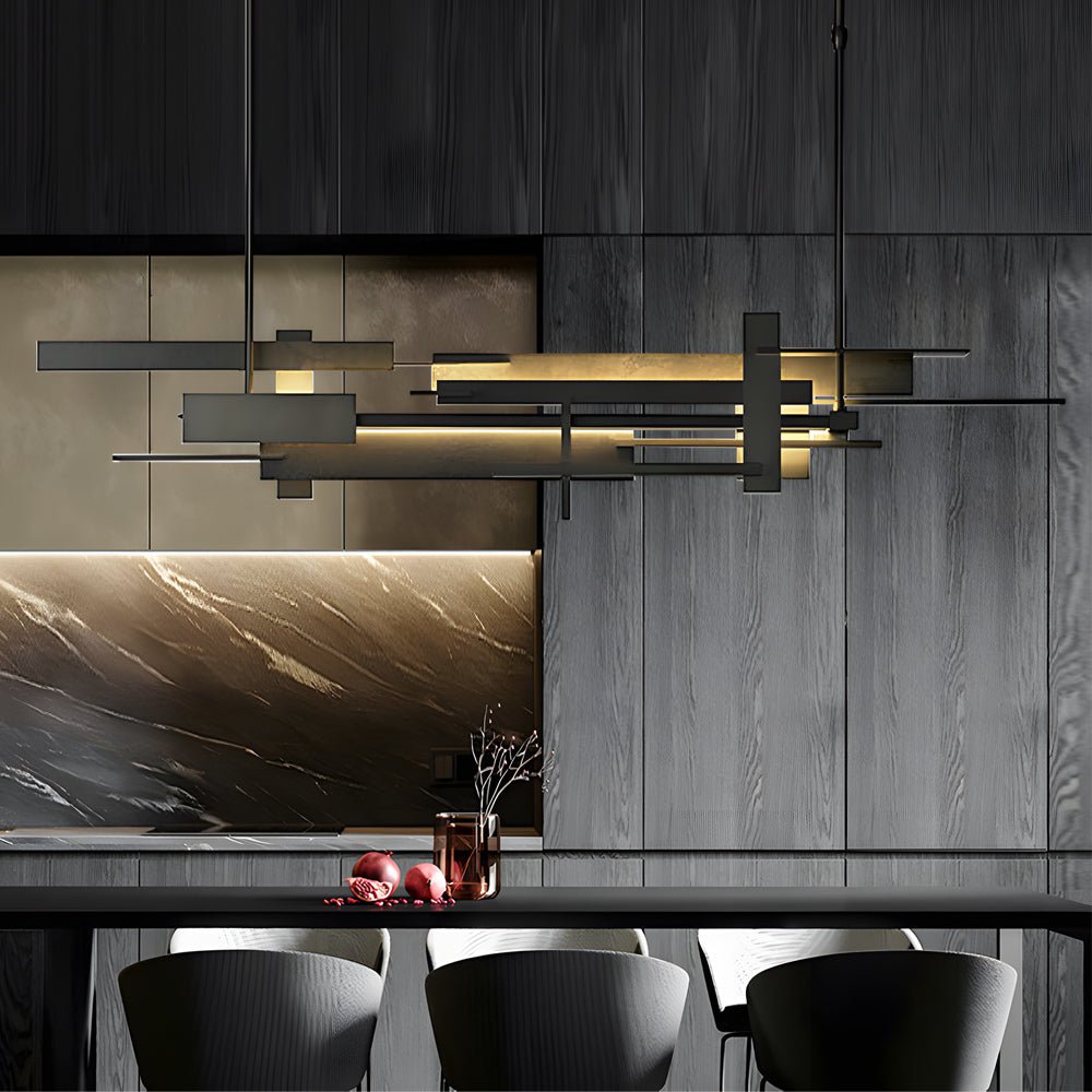 CLAREMONT MODERNIST BLACK METAL DINING CHANDELIER