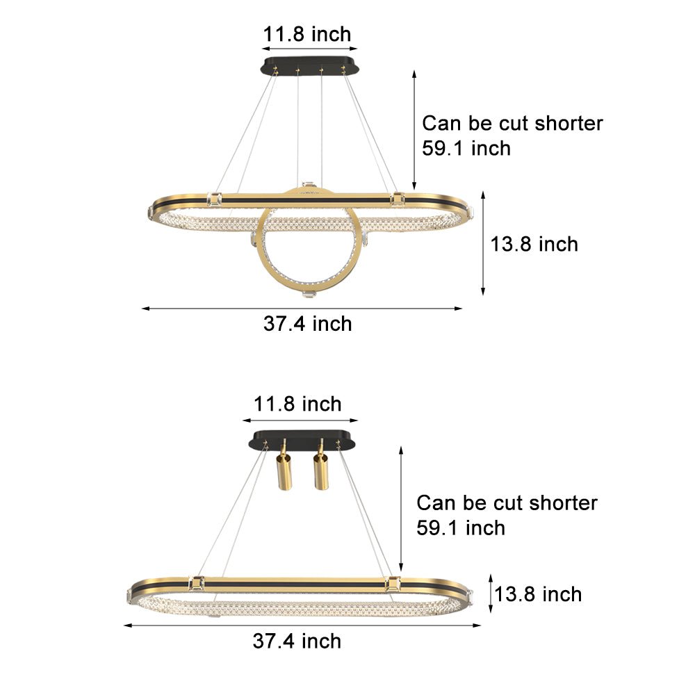 WINDSOR HOLLOW LED OVAL CHANDELIER WITH TRIPLE DIMMING