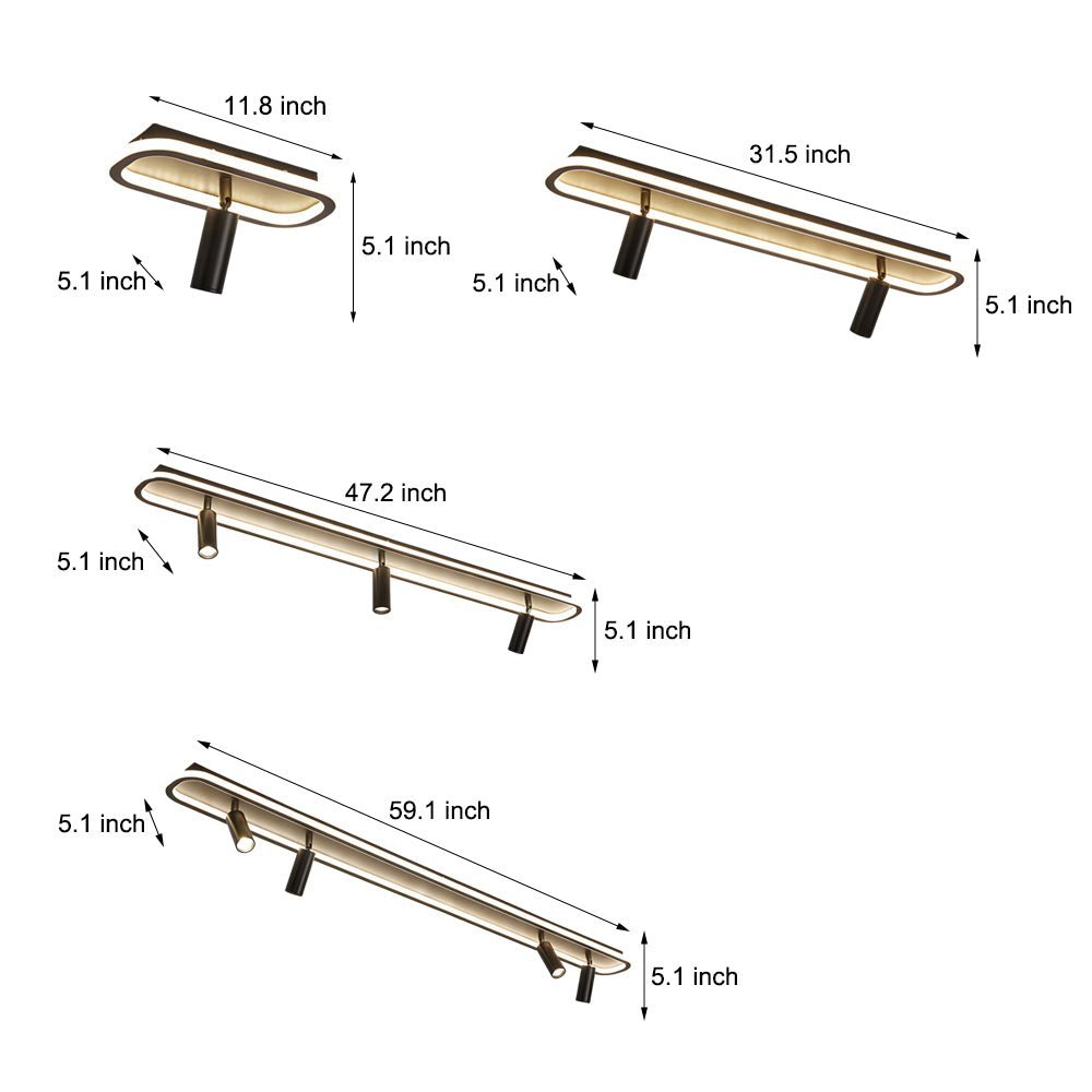 WINCHESTER RECTANGULAR LED CEILING LUMINAIRE WITH FOCAL SPOTLIGHT