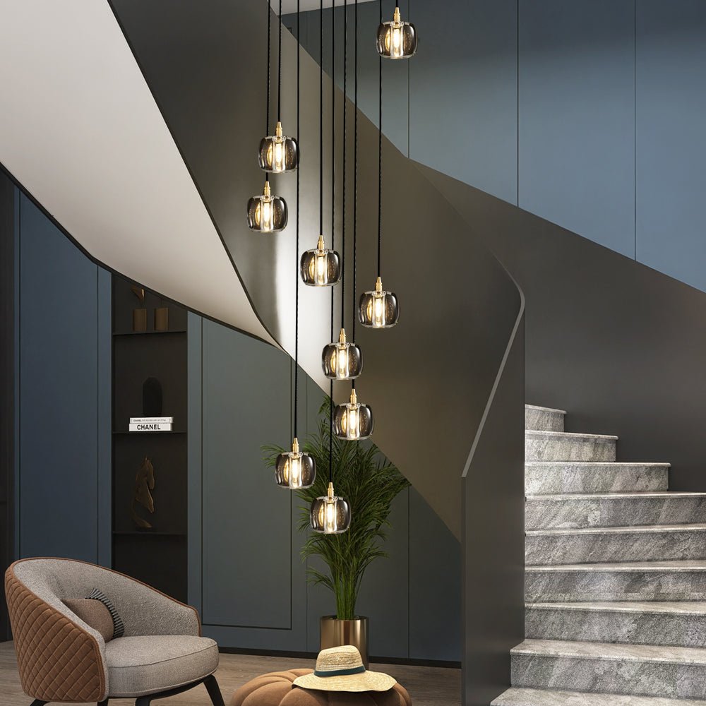 WHITECROFT SPIRAL CRYSTAL DRAPED CHANDELIER FOR STAIRWELLS