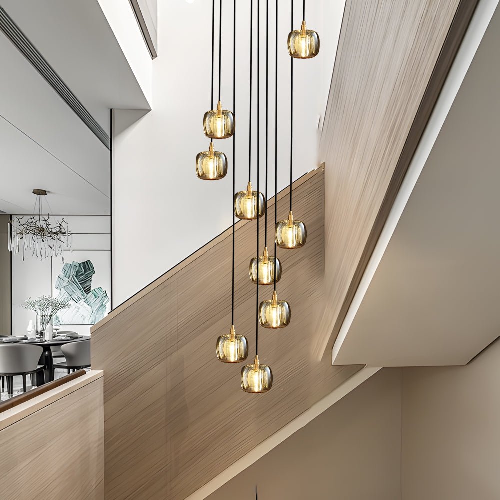 WHITECROFT SPIRAL CRYSTAL DRAPED CHANDELIER FOR STAIRWELLS