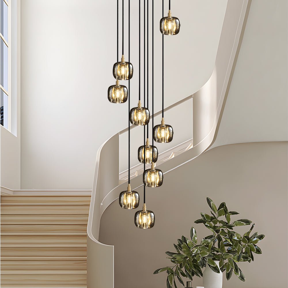 WHITECROFT SPIRAL CRYSTAL DRAPED CHANDELIER FOR STAIRWELLS