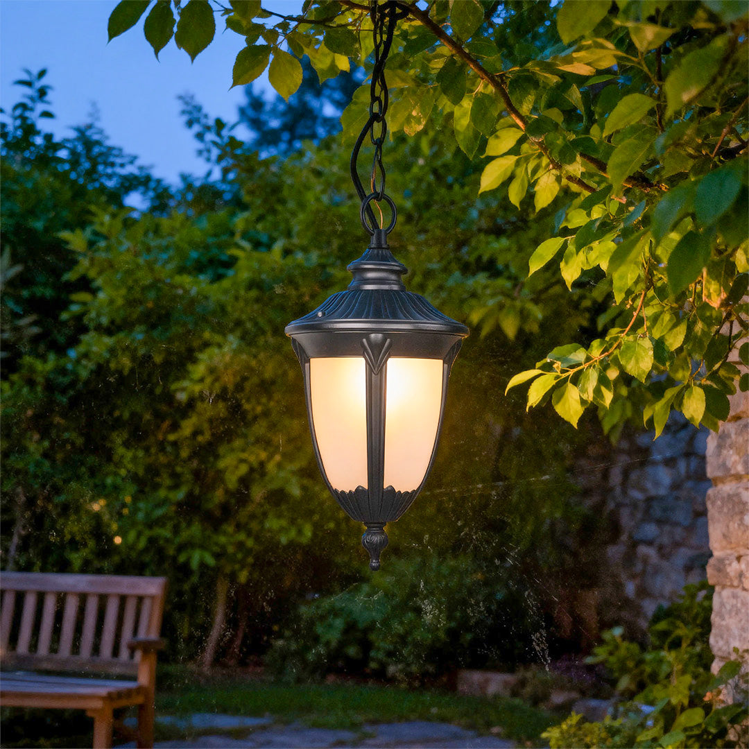HEATHCLIFF BLACK METAL PORCH HANGING LANTERN