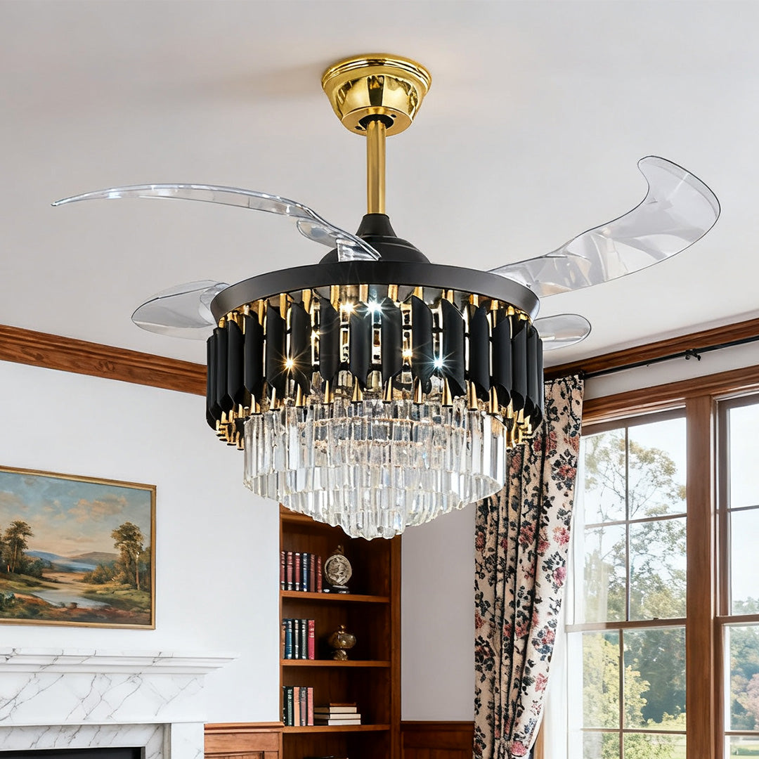 RAVENHURST LUXURY CEILING FAN WITH ILLUMINATION AND TRANSLUCENT BLADES"  
2. "DARTMOOR BLACK CEILING FAN WITH LIGHT AND TRANSPARENT PC BLADES"  
3. "WINSLEIGH TRANSPARENT BLADE CEILING FAN WITH INTEGRATED LIGHTING"  
4. "ASHFORD BLACK CEILING FAN WITH ILL