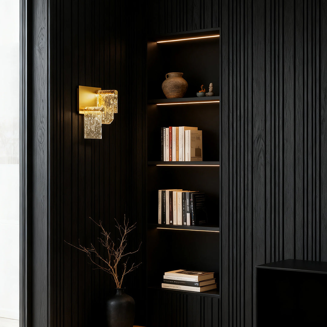 WINTHROP GOLDEN METAL LED WALL SCONCE WITH GLASS ACCENTS