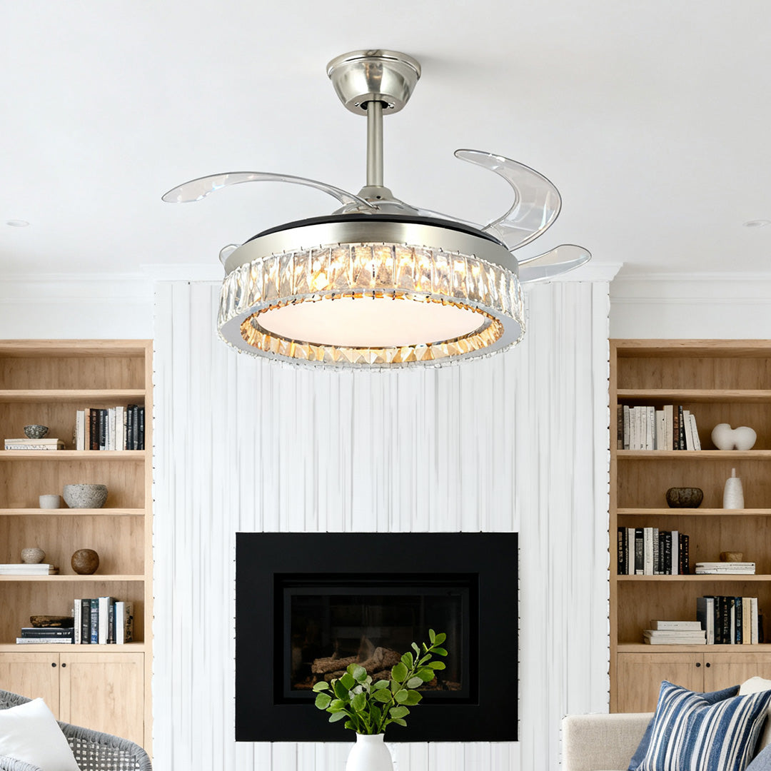 WINDSOR CRYSTAL-ENCASED CEILING FAN WITH REMOTE LIGHTING CONTROL