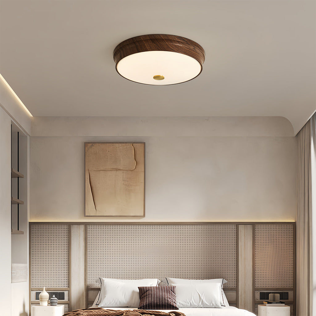 WINTHORPE WALNUT HORIZON FLUSH MOUNT LIGHT