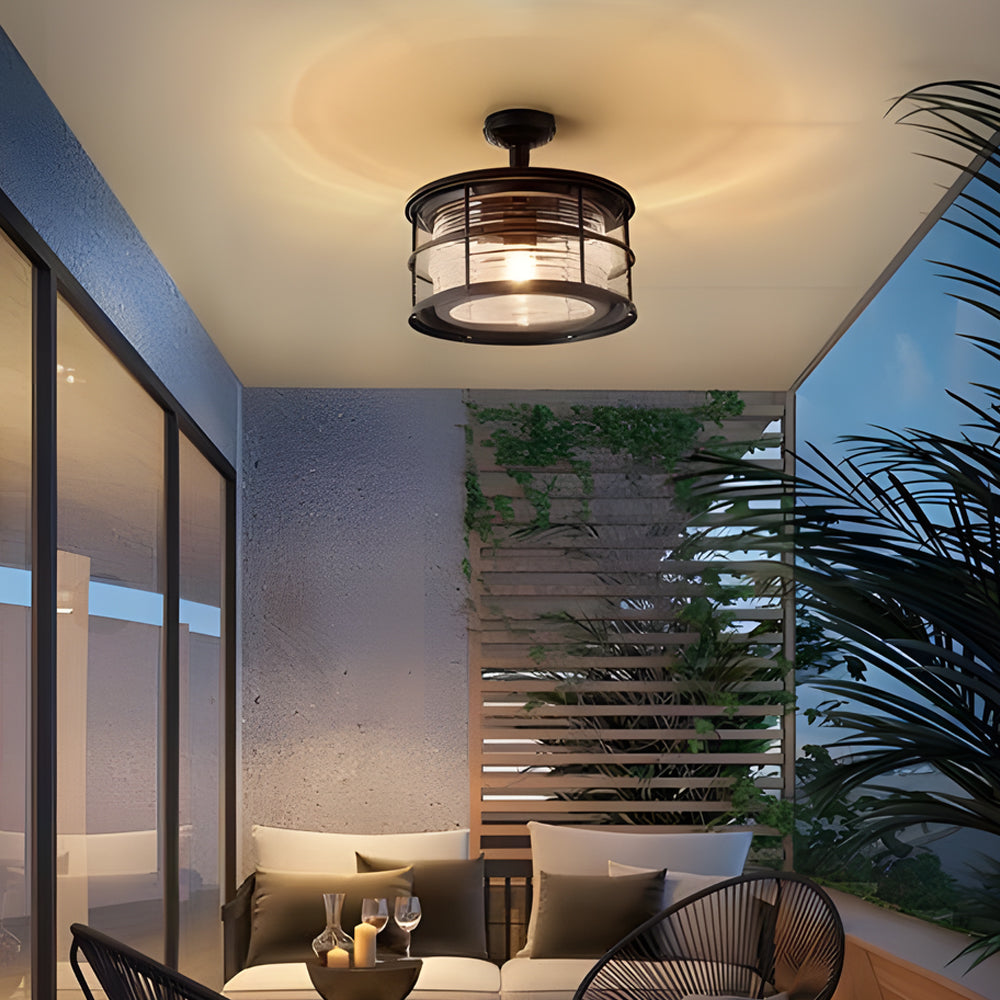 WHITBY COASTAL IRON FLUSH CEILING LANTERN