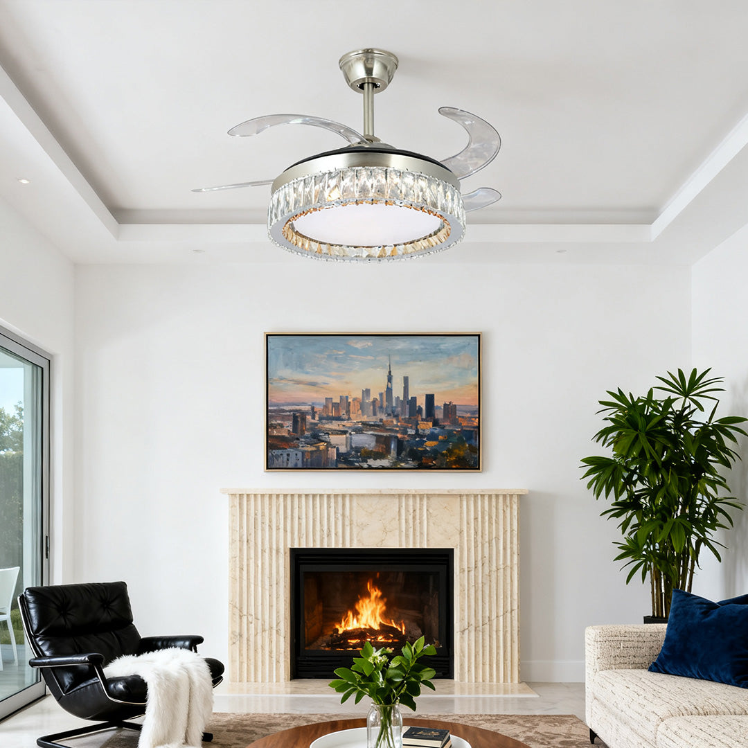 WINDSOR CRYSTAL-ENCASED CEILING FAN WITH REMOTE LIGHTING CONTROL