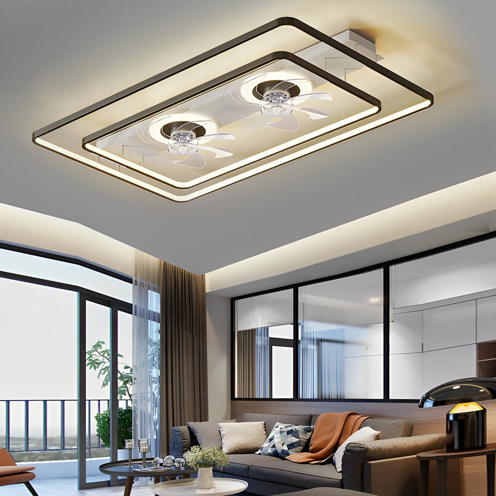 WINDSOR CLEAR ACRYLIC BLADES DUAL-HEAD CEILING FAN WITH LED ILLUMINATION